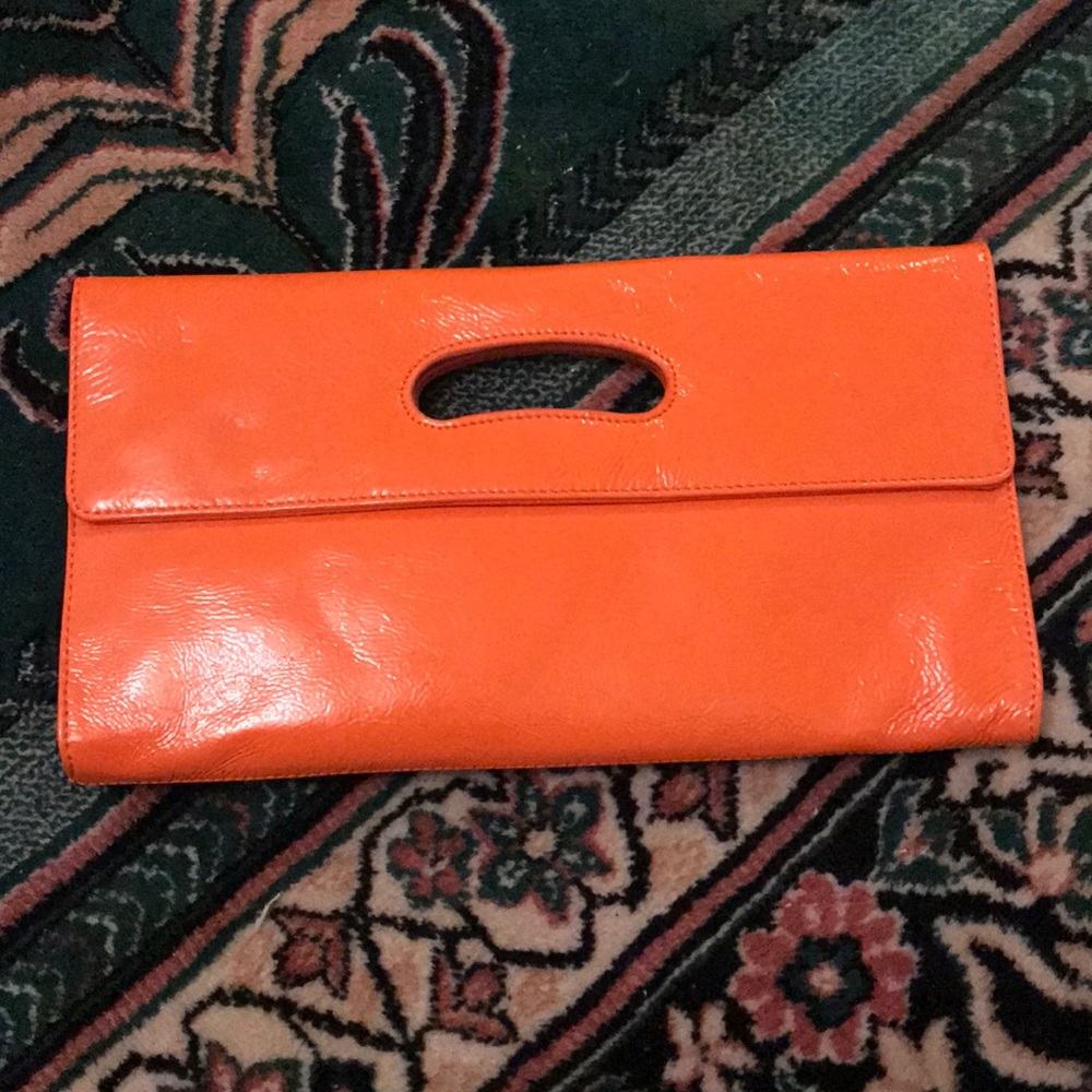 Hobo international orange patent leather clutch